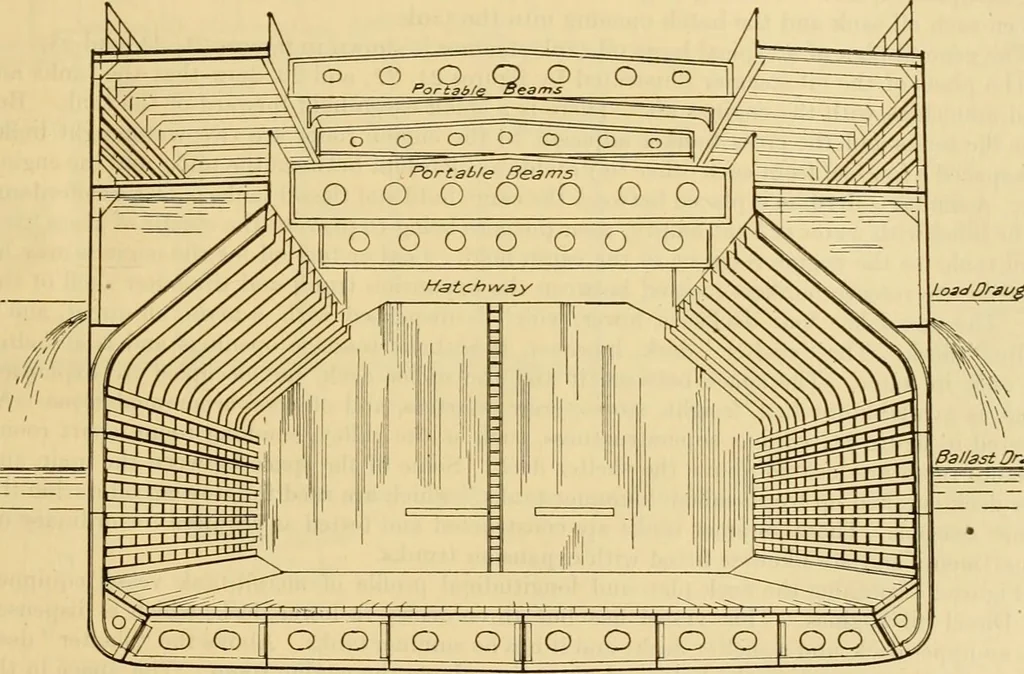 An illustration from Measurement of vessels for the Panama canal, 1913, leaf 56