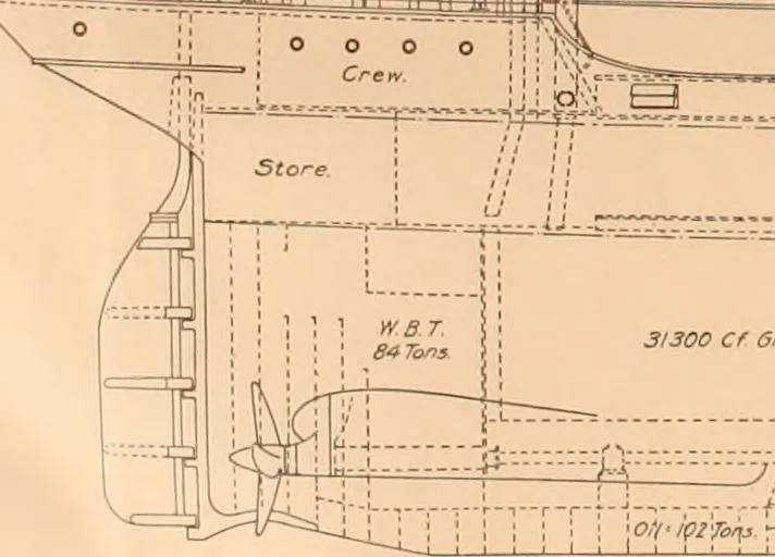 An illustration from Measurement of vessels for the Panama canal, 1913, leaf 66
