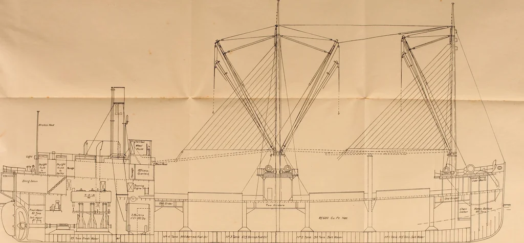 An illustration from Measurement of vessels for the Panama canal, 1913, leaf 68