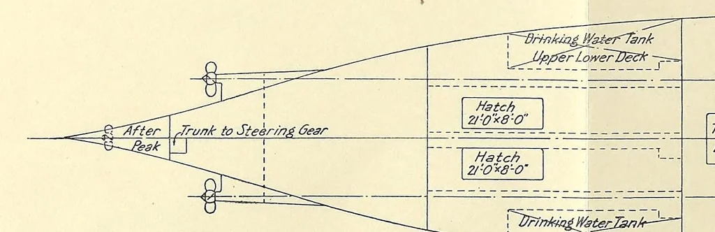 An illustration from Measurement of vessels for the Panama canal, 1913, leaf 48