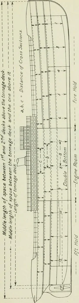 An illustration from Measurement of vessels for the Panama canal, 1913, leaf 424