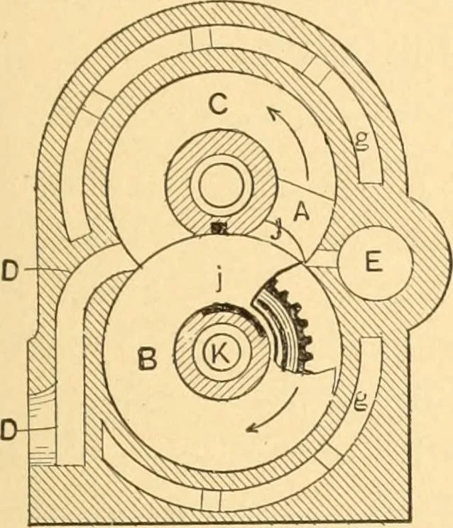 An illustration from Mechanical appliances, mechanical movements and novelties of construction; a complete work and a continuation, as a second volume, of the author's book entitled "Mechanical movements, powers and devices" ... including an explanatory chapter on the leading conceptions of perpetual motion existing during the past three centuries, 1910, leaf 106
