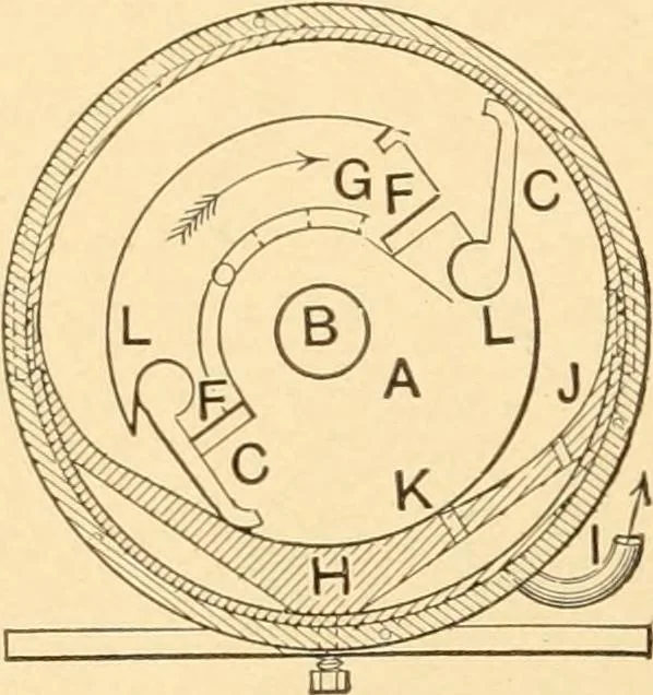 An illustration from Mechanical appliances, mechanical movements and novelties of construction; a complete work and a continuation, as a second volume, of the author's book entitled "Mechanical movements, powers and devices" ... including an explanatory chapter on the leading conceptions of perpetual motion existing during the past three centuries, 1910, leaf 107