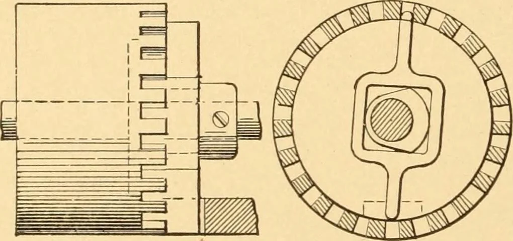 An illustration from Mechanical appliances, mechanical movements and novelties of construction; a complete work and a continuation, as a second volume, of the author's book entitled "Mechanical movements, powers and devices" ... including an explanatory chapter on the leading conceptions of perpetual motion existing during the past three centuries, 1910, leaf 237