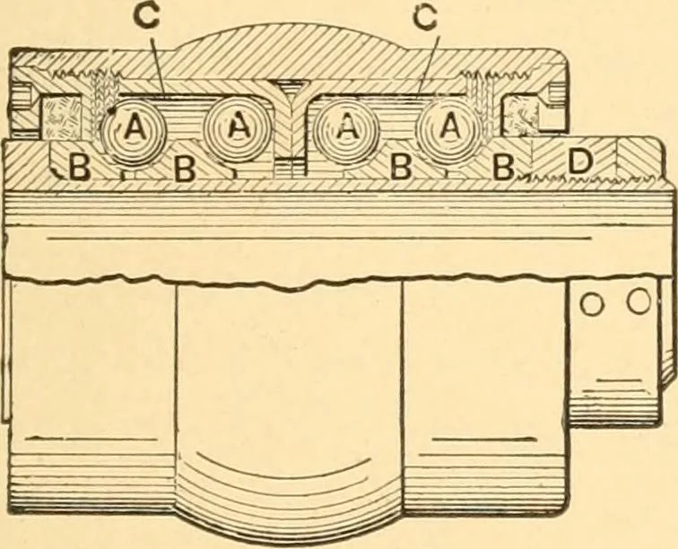 An illustration from Mechanical appliances, mechanical movements and novelties of construction; a complete work and a continuation, as a second volume, of the author's book entitled "Mechanical movements, powers and devices" ... including an explanatory chapter on the leading conceptions of perpetual motion existing during the past three centuries, 1910, leaf 252