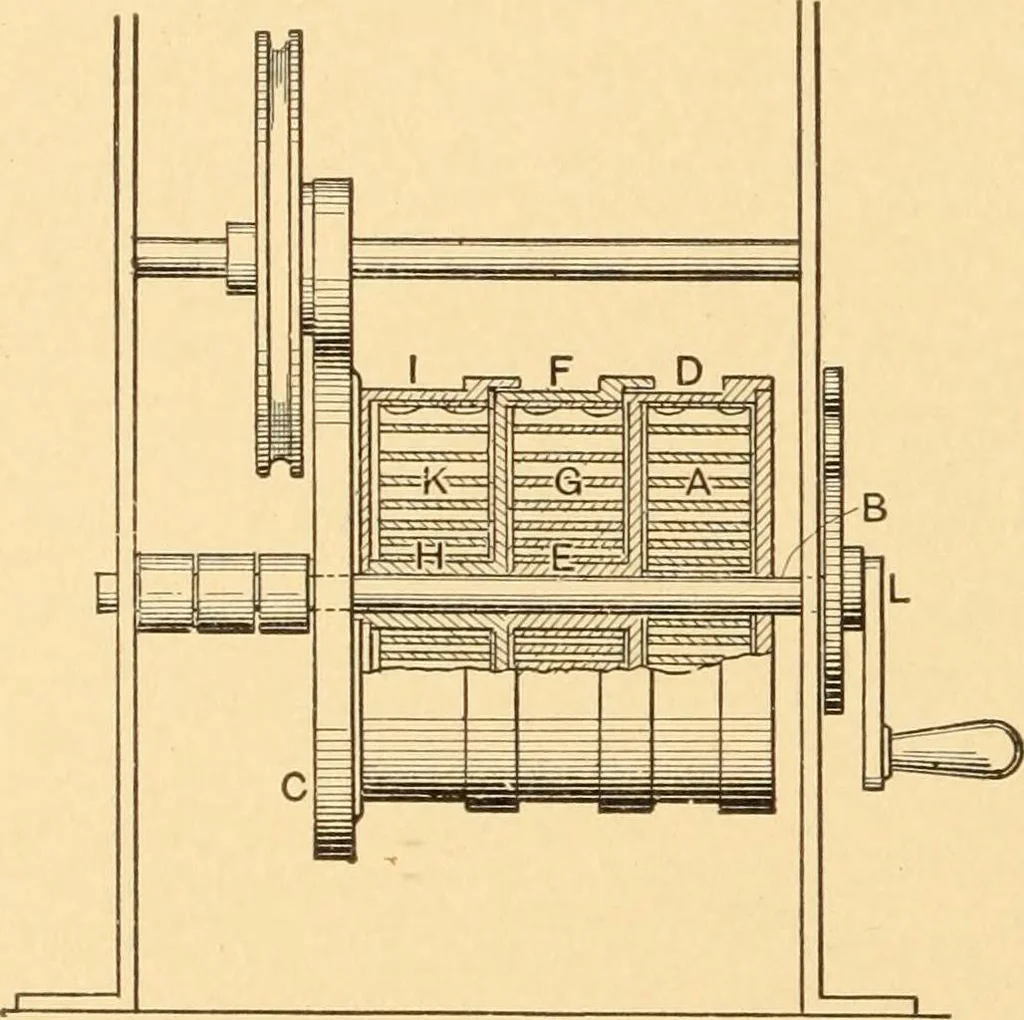 An illustration from Mechanical appliances, mechanical movements and novelties of construction; a complete work and a continuation, as a second volume, of the author's book entitled "Mechanical movements, powers and devices" ... including an explanatory chapter on the leading conceptions of perpetual motion existing during the past three centuries, 1910, leaf 253