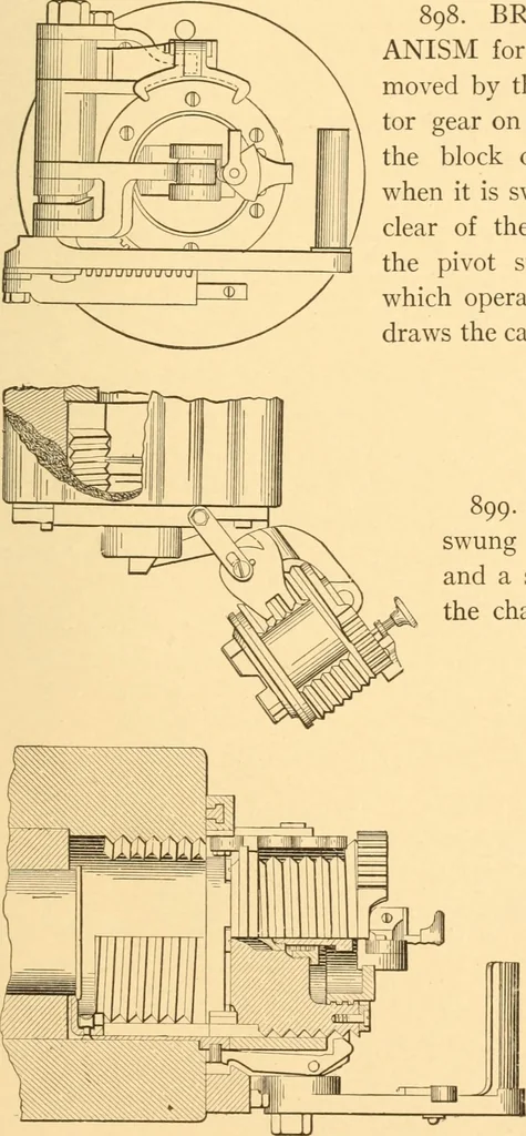 An illustration from Mechanical appliances, mechanical movements and novelties of construction; a complete work and a continuation, as a second volume, of the author's book entitled "Mechanical movements, powers and devices" ... including an explanatory chapter on the leading conceptions of perpetual motion existing during the past three centuries, 1910, leaf 352