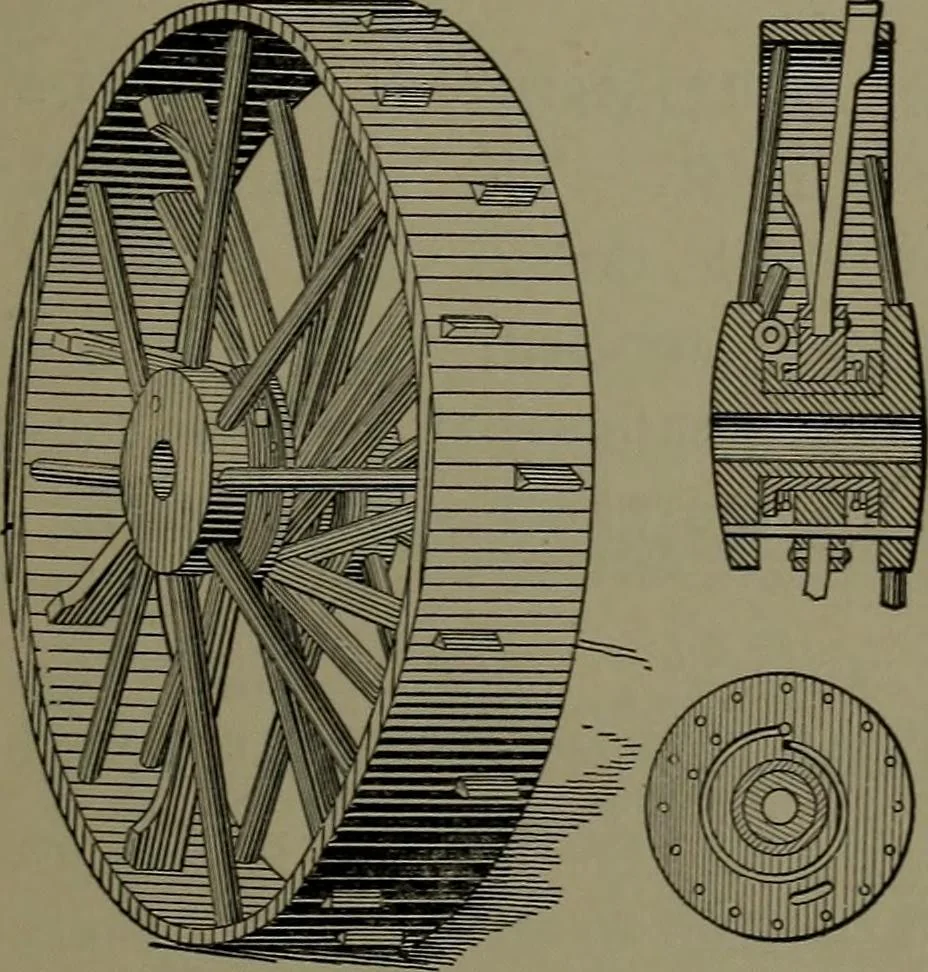 An illustration from Mechanical appliances, mechanical movements and novelties of construction; a complete work and a continuation, as a second volume, of the author's book entitled "Mechanical movements, powers and devices" ... including an explanatory chapter on the leading conceptions of perpetual motion existing during the past three centuries, 1914, leaf 214