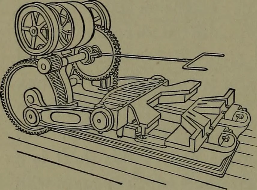 An illustration from Mechanical appliances, mechanical movements and novelties of construction; a complete work and a continuation, as a second volume, of the author's book entitled "Mechanical movements, powers and devices" ... including an explanatory chapter on the leading conceptions of perpetual motion existing during the past three centuries, 1914, leaf 233