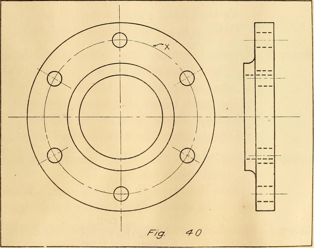 An illustration from Mechanical drawing; working drawings, 1911, leaf 104