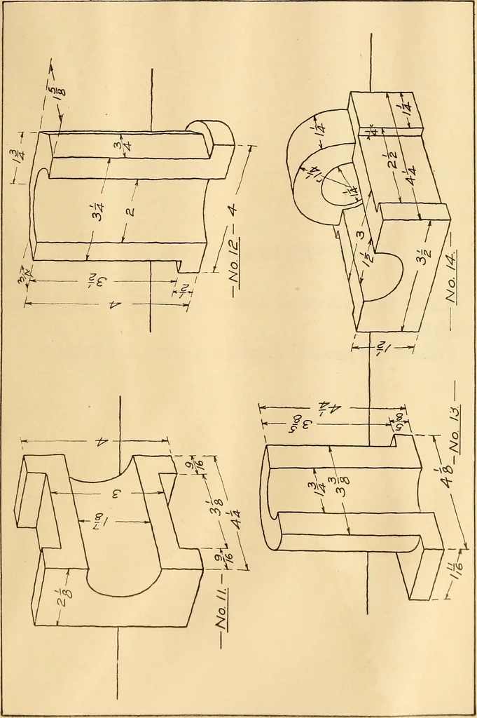 An illustration from Mechanical drawing; working drawings, 1911, leaf 108