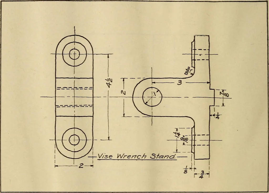 An illustration from Mechanical drawing; working drawings, 1911, leaf 115
