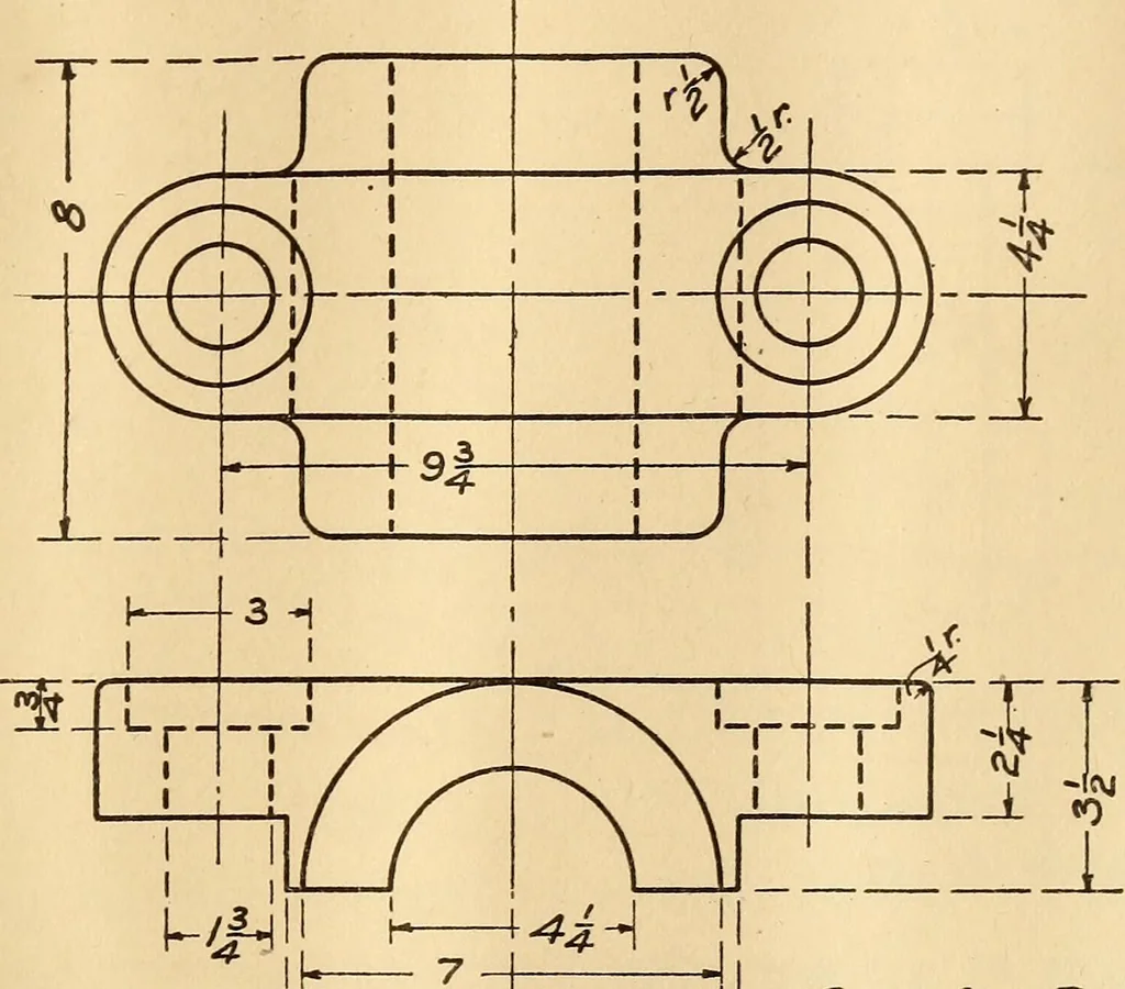 An illustration from Mechanical drawing; working drawings, 1911, leaf 126