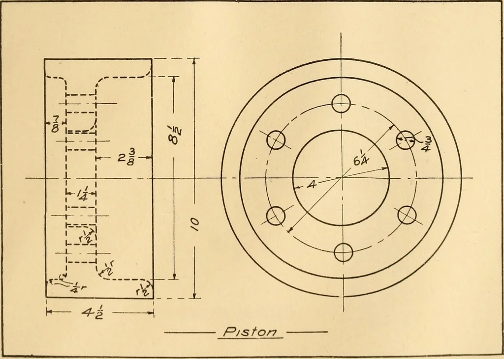 An illustration from Mechanical drawing; working drawings, 1911, leaf 138