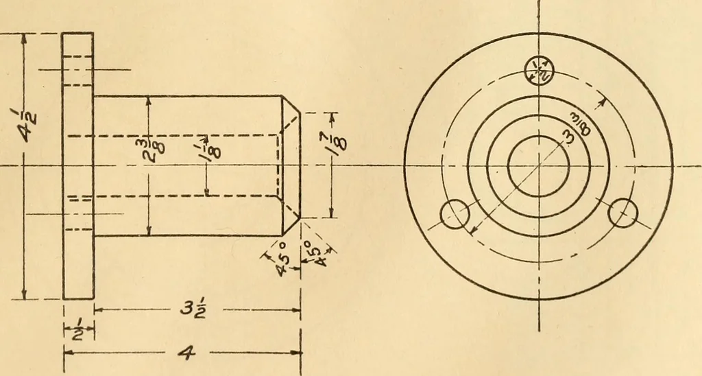 An illustration from Mechanical drawing; working drawings, 1911, leaf 140