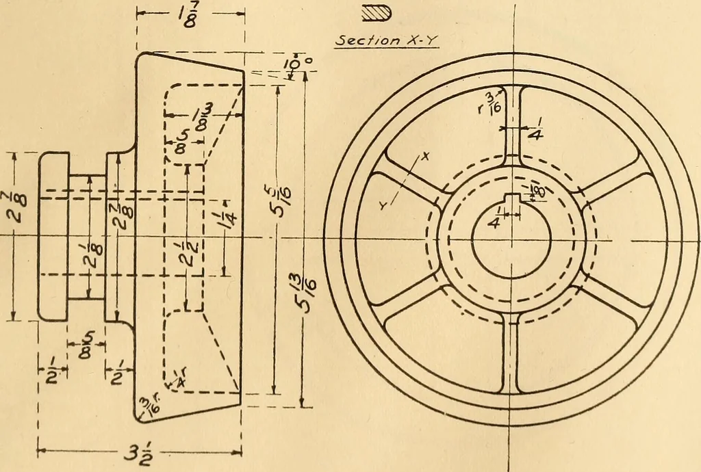 An illustration from Mechanical drawing; working drawings, 1911, leaf 156