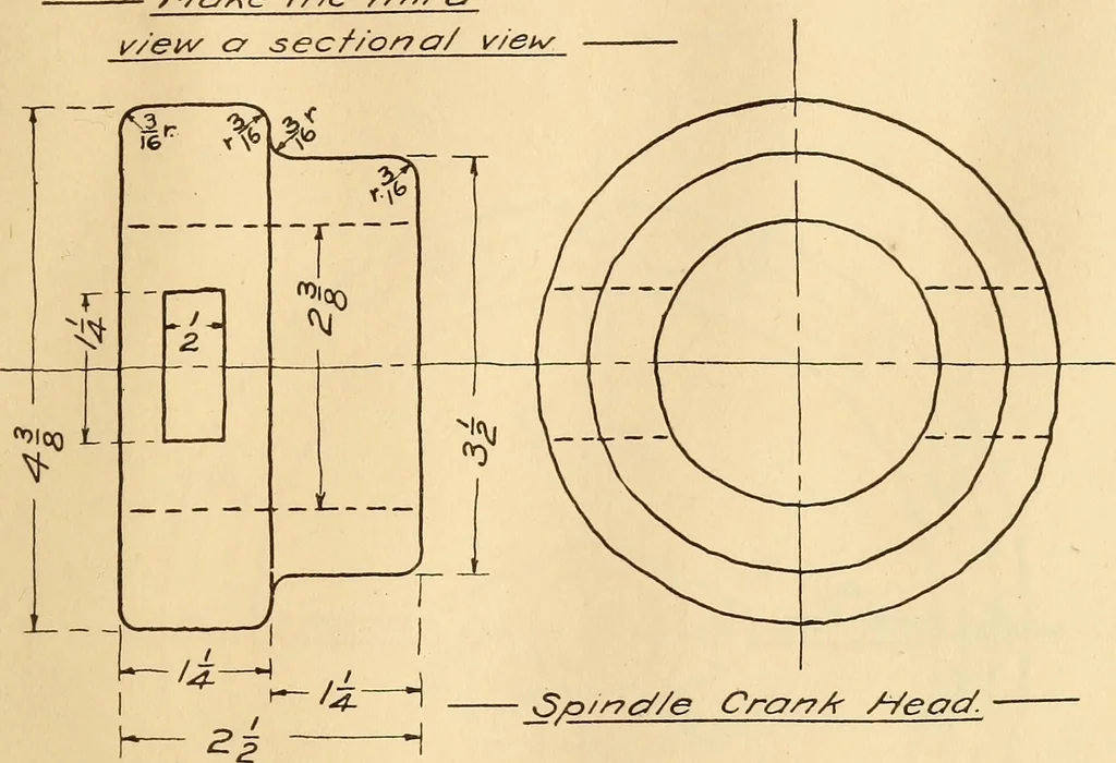 An illustration from Mechanical drawing; working drawings, 1911, leaf 160