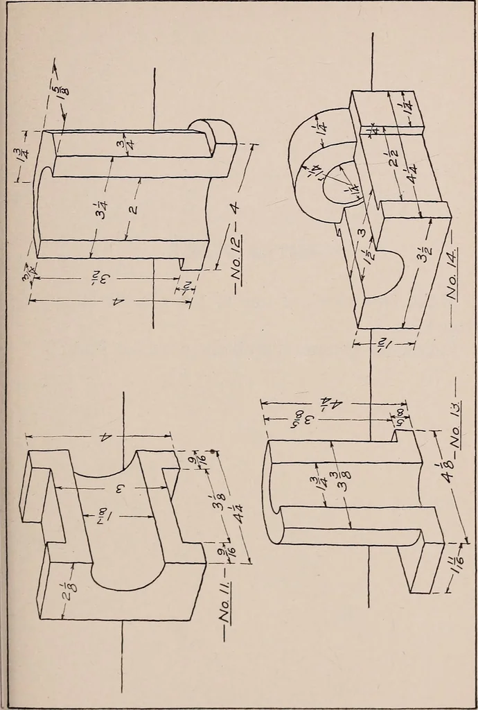 An illustration from Mechanical drawing; working drawings, 1911, leaf 108
