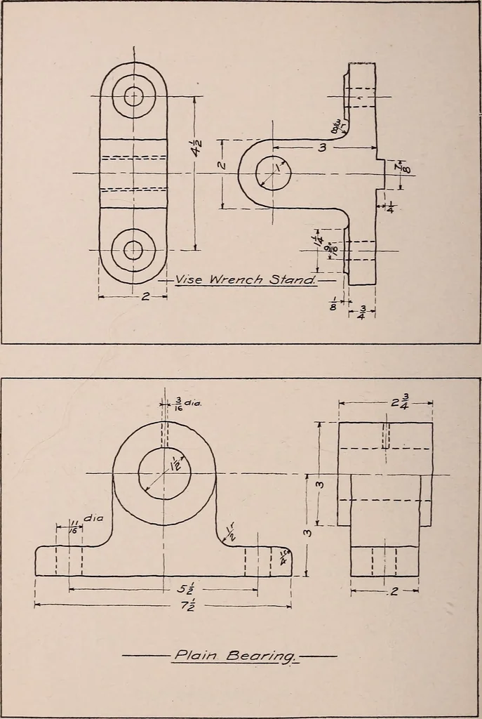 An illustration from Mechanical drawing; working drawings, 1911, leaf 115