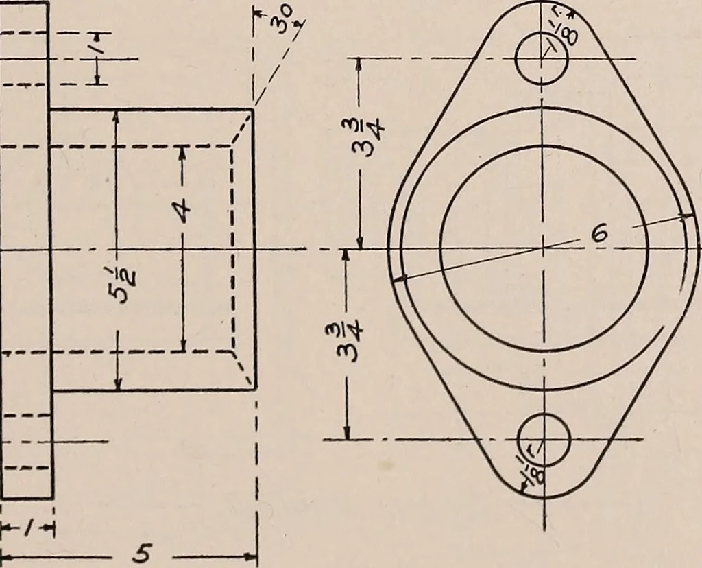 An illustration from Mechanical drawing; working drawings, 1911, leaf 124