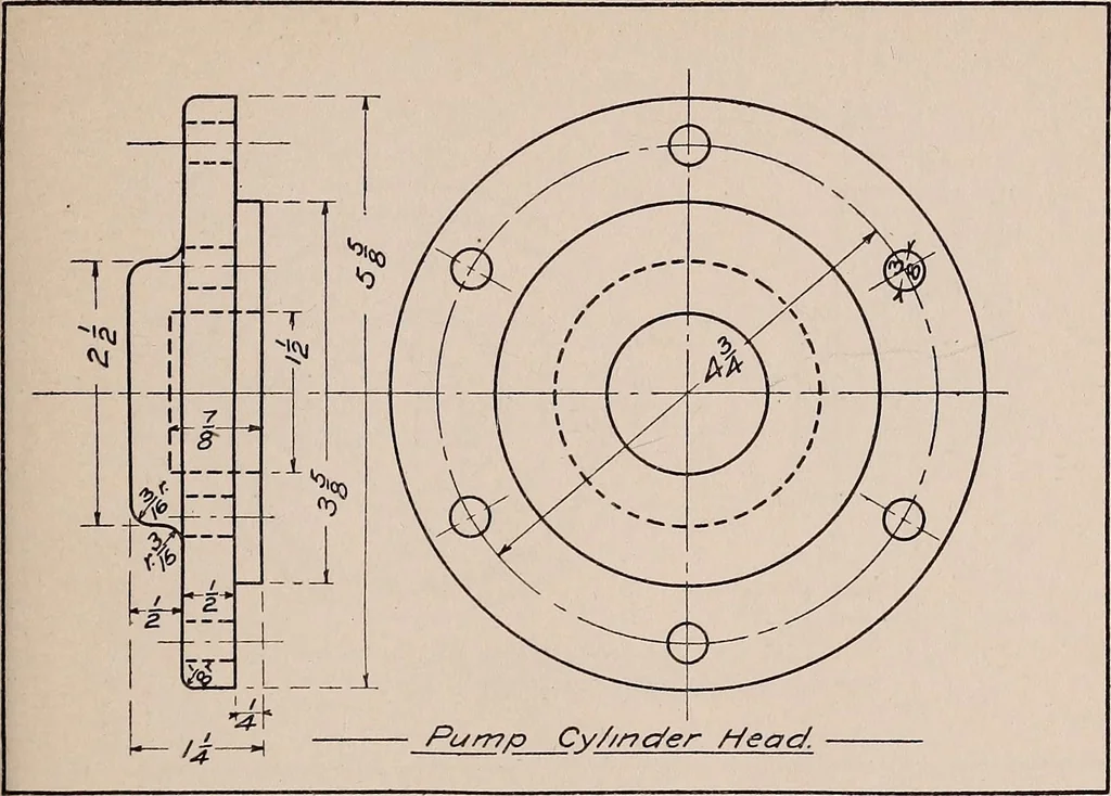 An illustration from Mechanical drawing; working drawings, 1911, leaf 138
