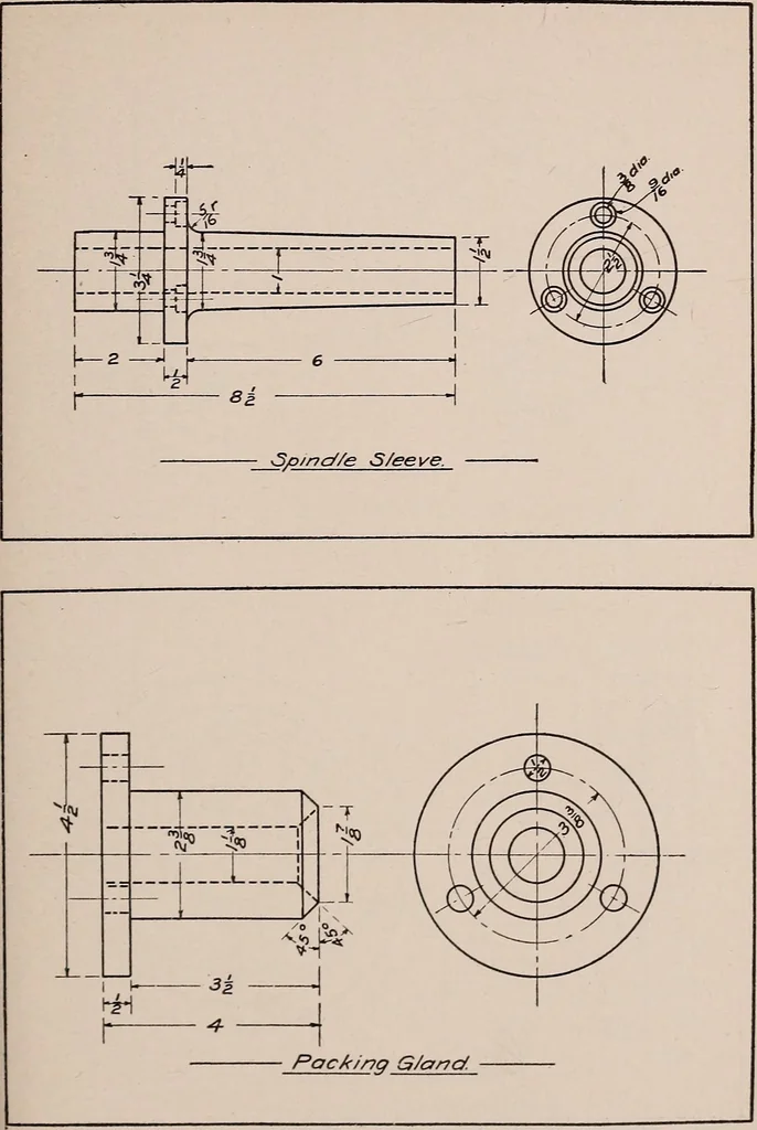 An illustration from Mechanical drawing; working drawings, 1911, leaf 140