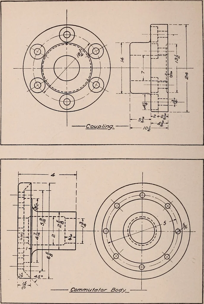 An illustration from Mechanical drawing; working drawings, 1911, leaf 141