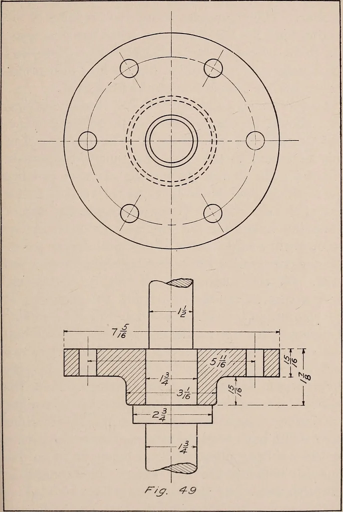 An illustration from Mechanical drawing; working drawings, 1911, leaf 148