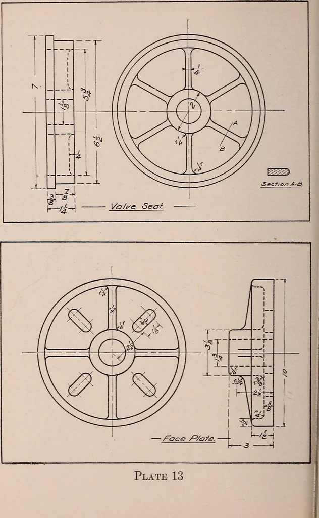 An illustration from Mechanical drawing; working drawings, 1911, leaf 155