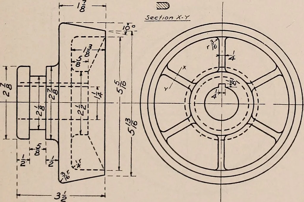 An illustration from Mechanical drawing; working drawings, 1911, leaf 156