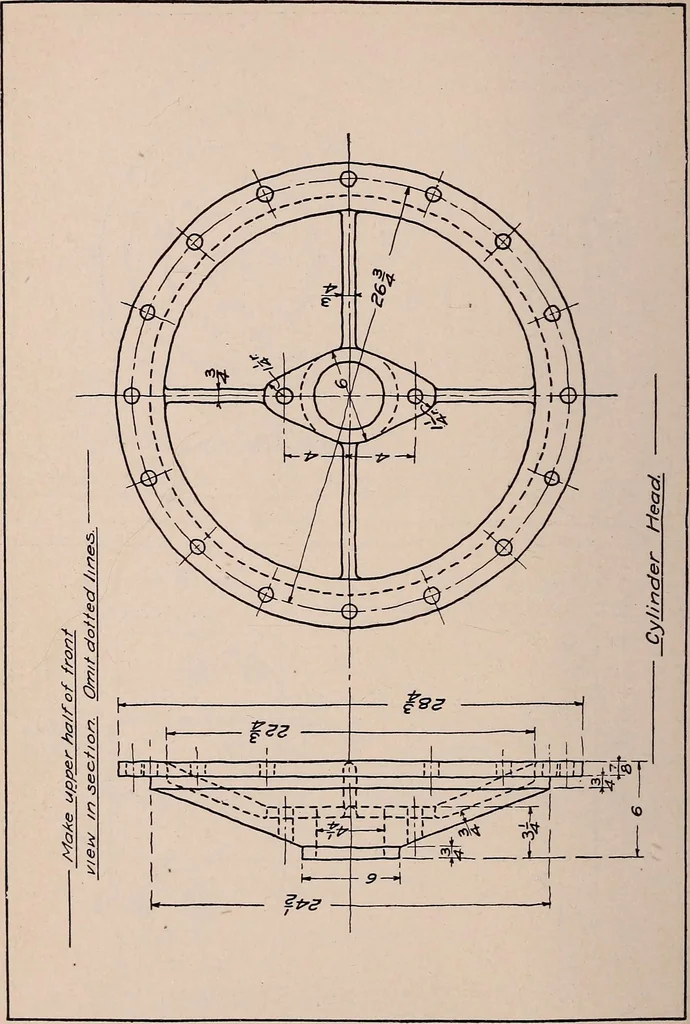 An illustration from Mechanical drawing; working drawings, 1911, leaf 161