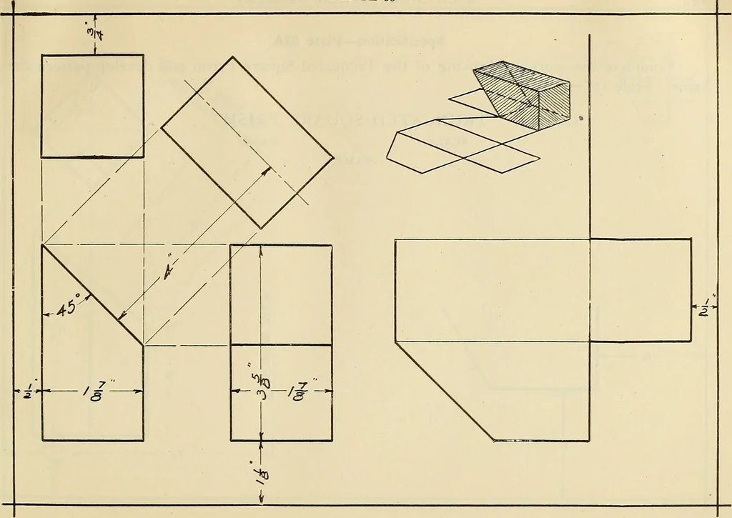 An illustration from Mechanical drawing problems for high schools, normal schools and vocational schools, 1918, leaf 124