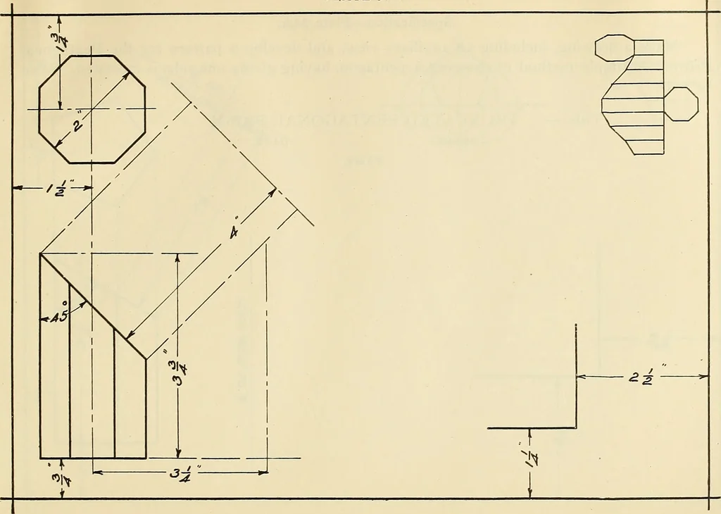 An illustration from Mechanical drawing problems for high schools, normal schools and vocational schools, 1918, leaf 128