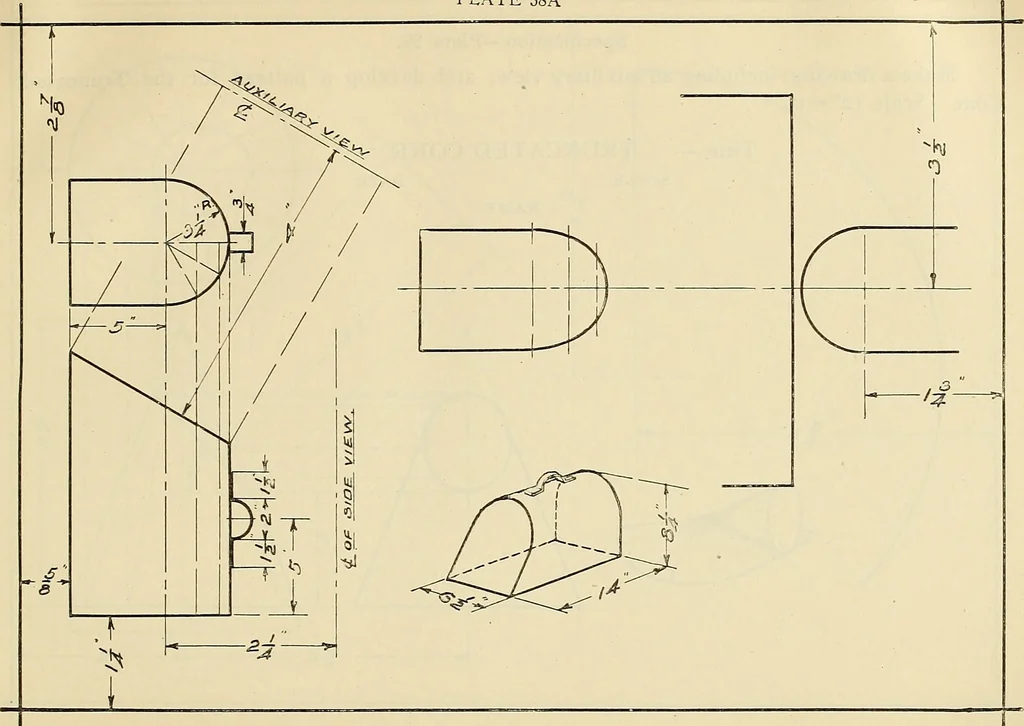 An illustration from Mechanical drawing problems for high schools, normal schools and vocational schools, 1918, leaf 144