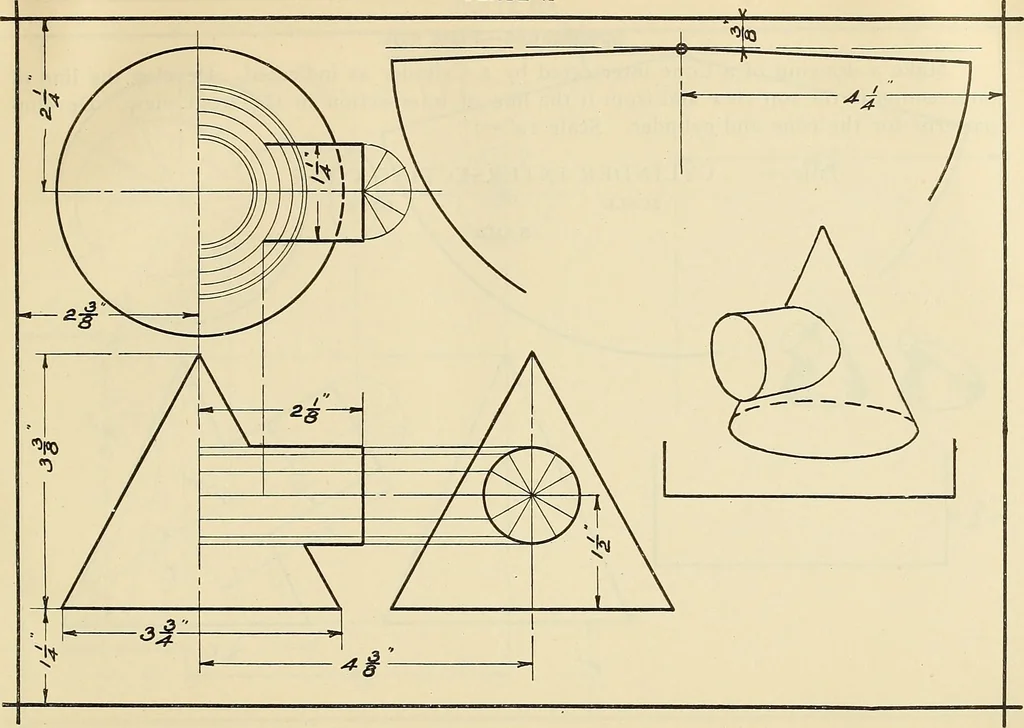 An illustration from Mechanical drawing problems for high schools, normal schools and vocational schools, 1918, leaf 154