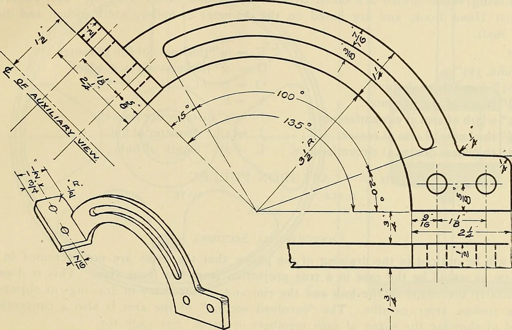 An illustration from Mechanical drawing problems for high schools, normal schools and vocational schools, 1918, leaf 168