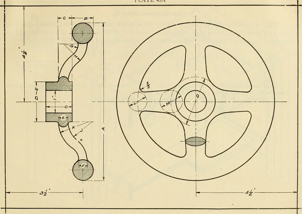 An illustration from Mechanical drawing problems for high schools, normal schools and vocational schools, 1918, leaf 172