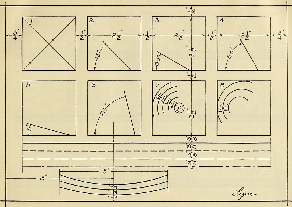An illustration from Mechanical drawing problems for high schools, normal schools and vocational schools, 1918, leaf 18