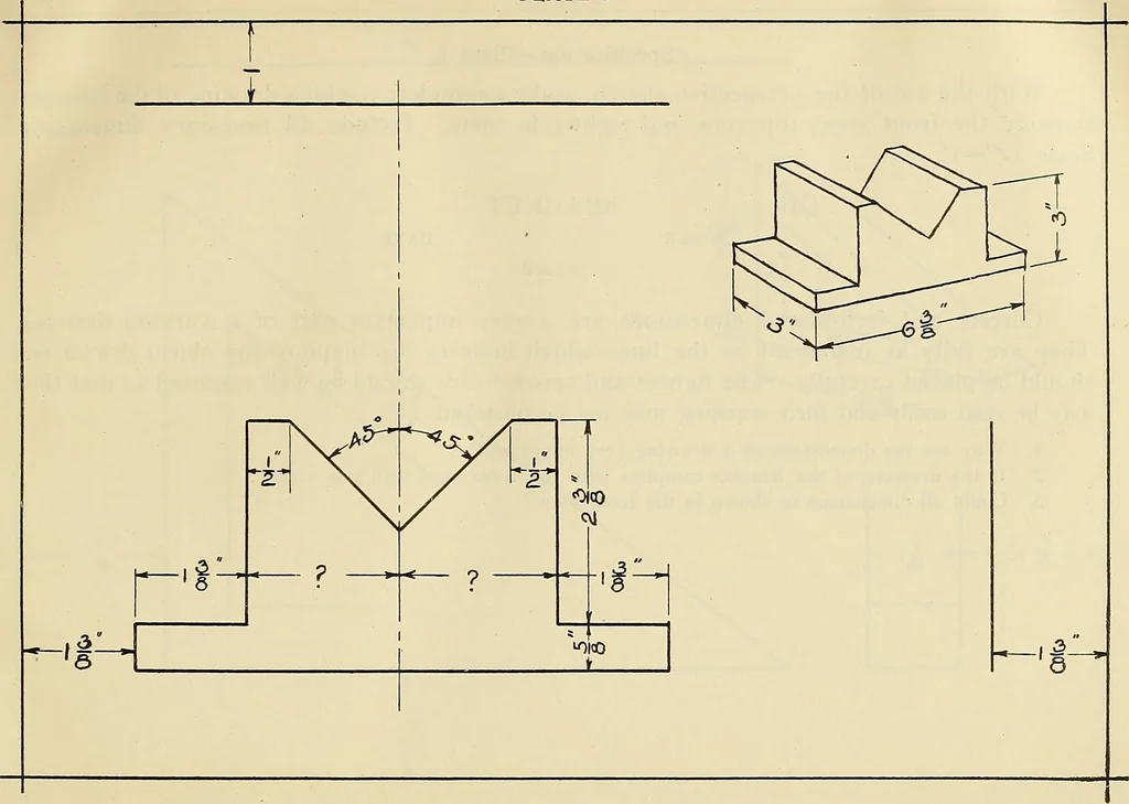 An illustration from Mechanical drawing problems for high schools, normal schools and vocational schools, 1918, leaf 36