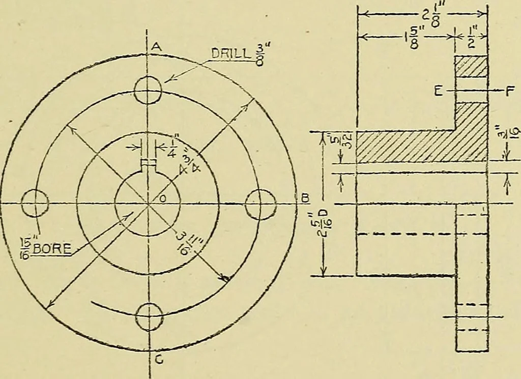 An illustration from Mechanical drawing for secondary schools, 1916, leaf 100