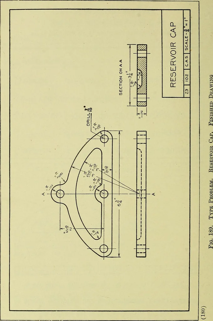 An illustration from Mechanical drawing for secondary schools, 1916, leaf 185