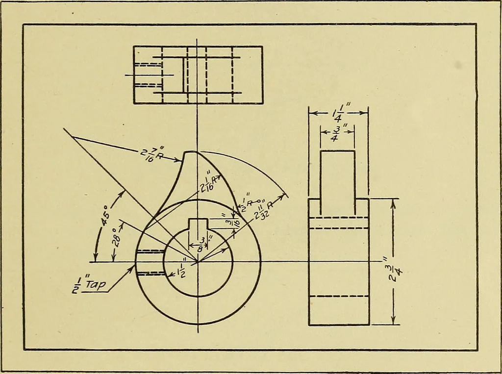 An illustration from Mechanical drawing for secondary schools, 1916, leaf 322