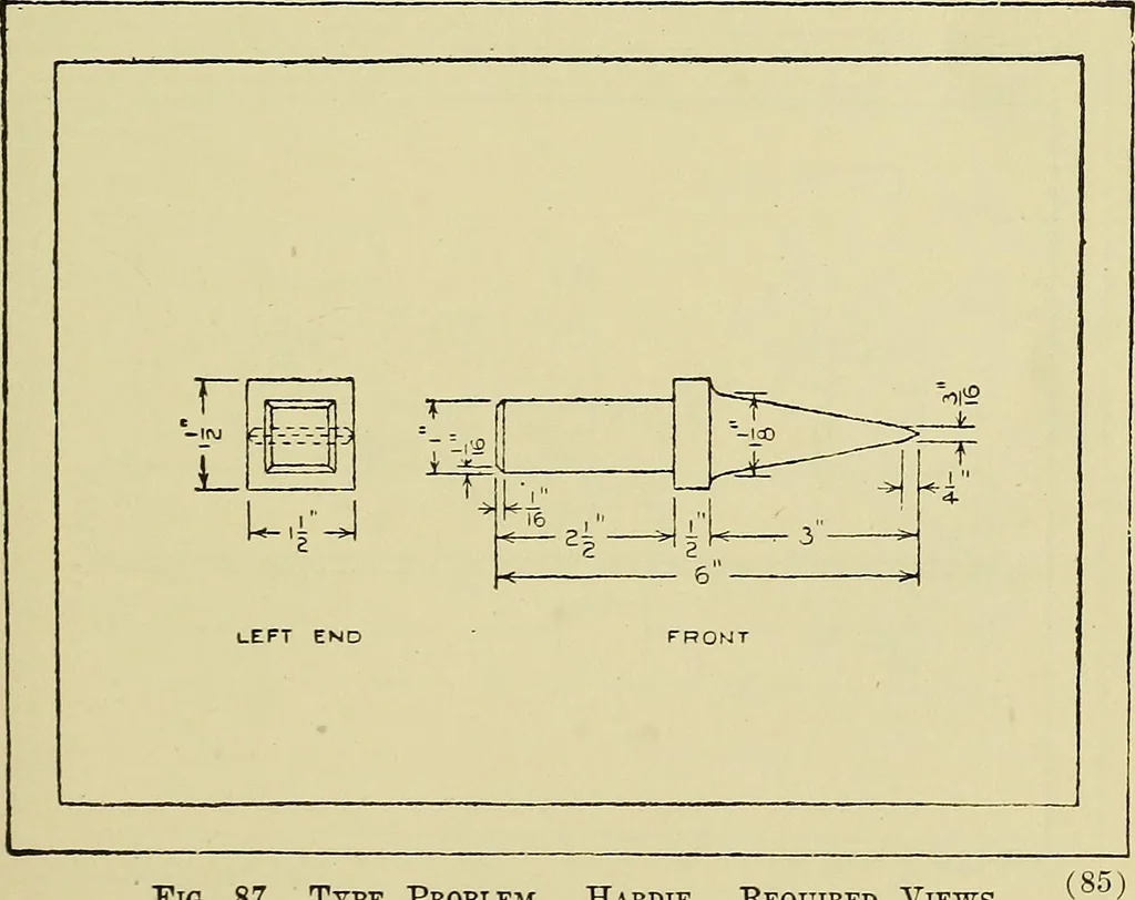An illustration from Mechanical drawing for secondary schools, 1916, leaf 90