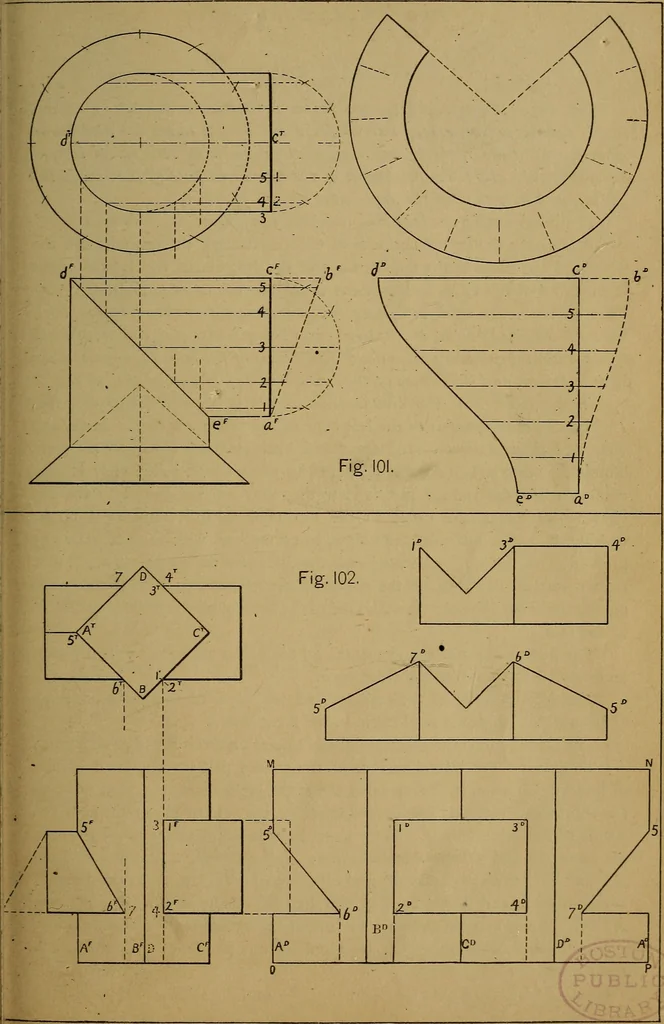 An illustration from Mechanical drawing : a manual for teachers and students, 1902, leaf 152
