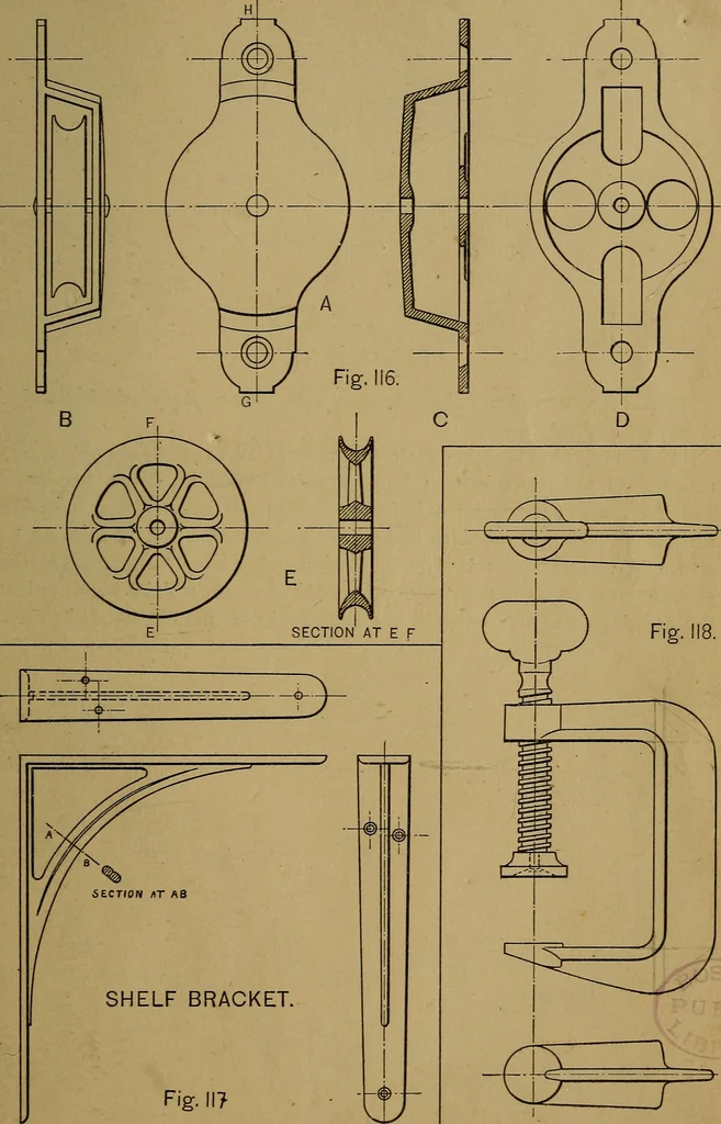 An illustration from Mechanical drawing : a manual for teachers and students, 1902, leaf 168