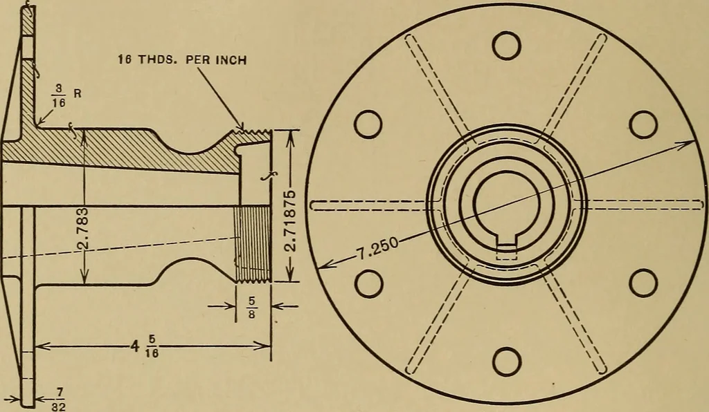 An illustration from Mechanical drawing; a treatise on the drawing of mechanical and machine details, 1920, leaf 125