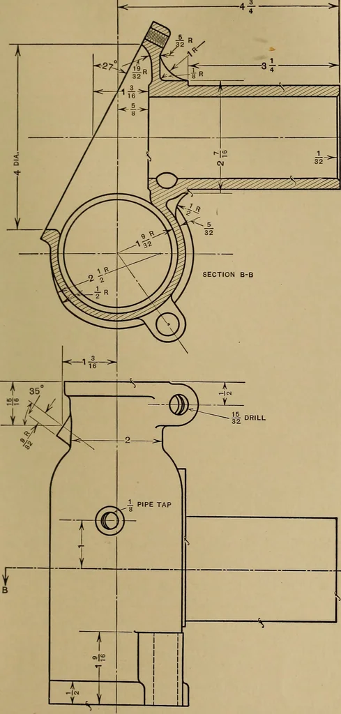 An illustration from Mechanical drawing; a treatise on the drawing of mechanical and machine details, 1920, leaf 130