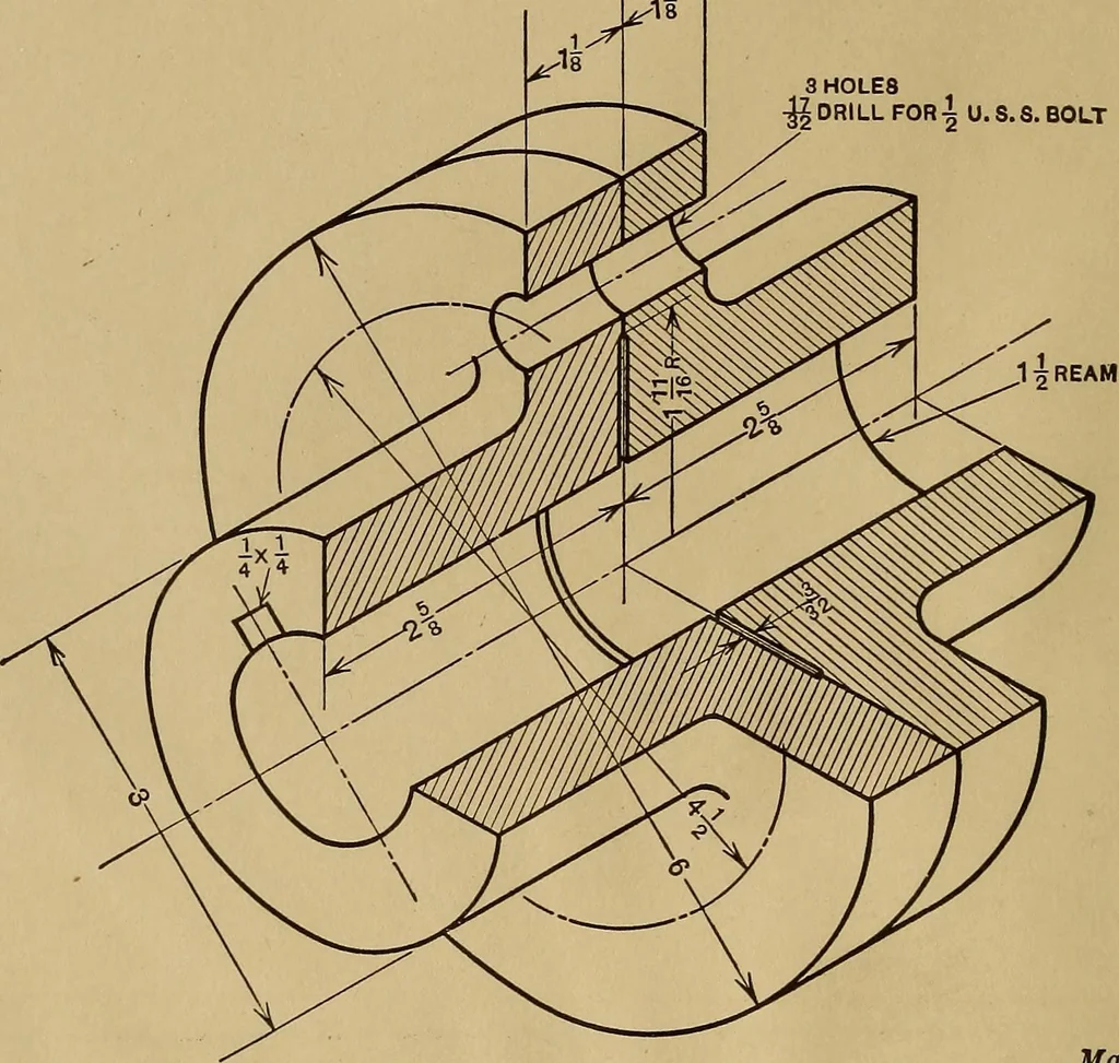 An illustration from Mechanical drawing; a treatise on the drawing of mechanical and machine details, 1920, leaf 349