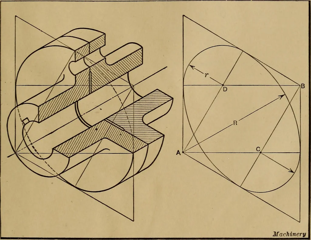 An illustration from Mechanical drawing; a treatise on the drawing of mechanical and machine details, 1920, leaf 350