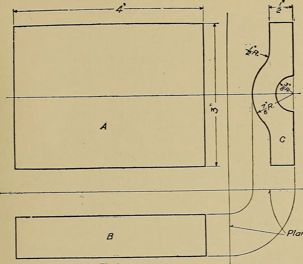 An illustration from Mechanical drawing for industrial and high schools, 1917, leaf 36